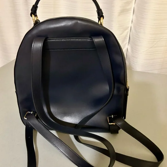 Coach Navy Leather Backpack with Gold Accents - Picture 2 of 3